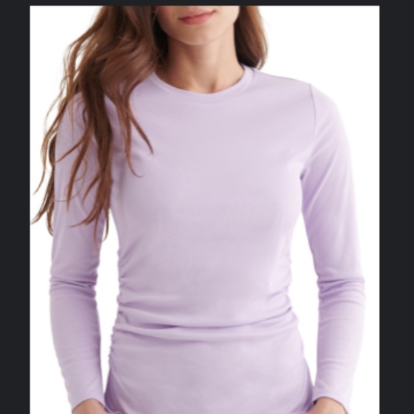 Lucky Brand Tops - Lucky Brand Sandwashed Ribbed Ruched Long Sleeve Top in ORCHID BLOOM,